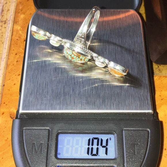 Royston Blue Horizon Turquoise Pearl Sterling Silver Ring Size 9 - Picture 8 of 8